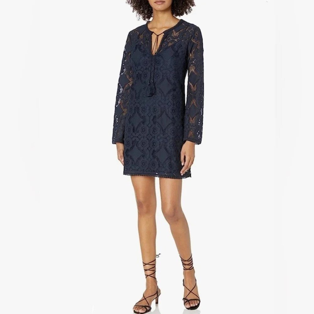New Bailey 44 Spa Day  Layered Navy Blue A-Line Lace Dress P5723